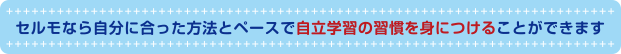 セルモなら自分に合った方法とペースで自立学習の習慣を身につける事ができます。